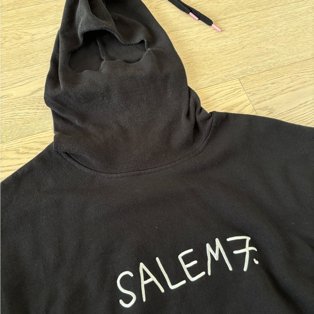 Black Salem7 Hoodie With Skimask Attached - Picture 2 of 6